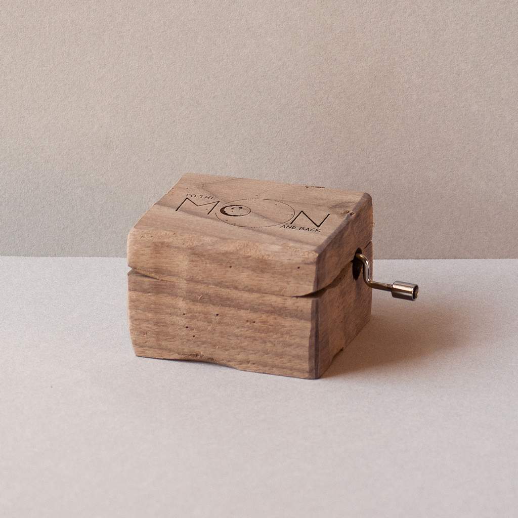 Beech engraved music box - To the moon and back